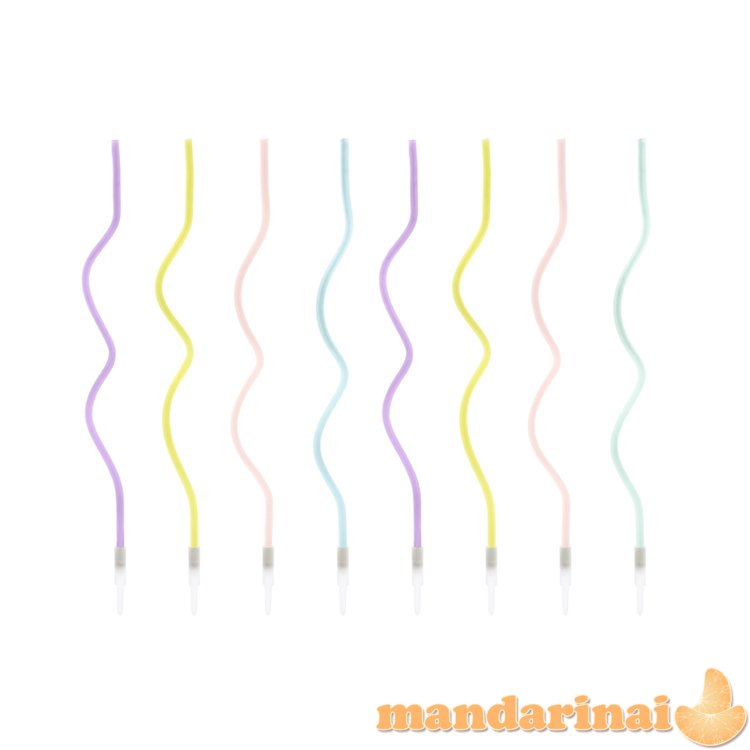Birthday candles curl, mix, 14cm (1 pkt / 8 pc.)
