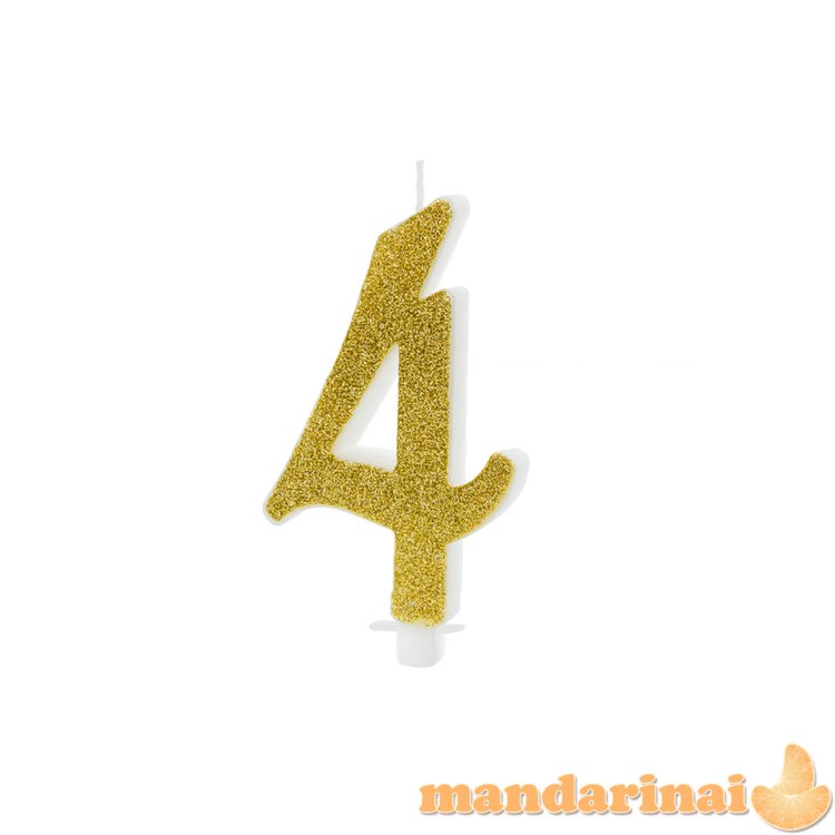 Birthday candle Number 4, gold, 10cm