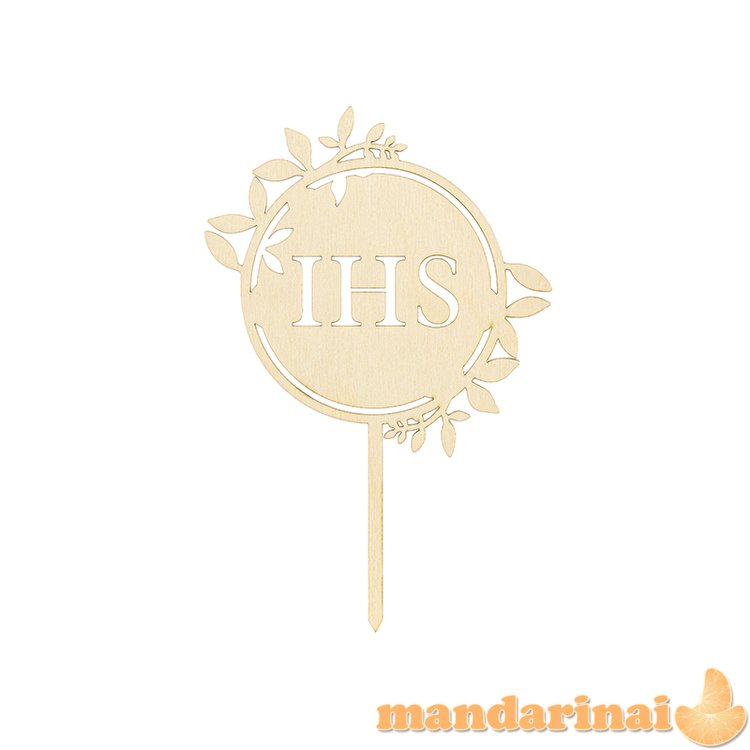 Wooden topper IHS, 23cm