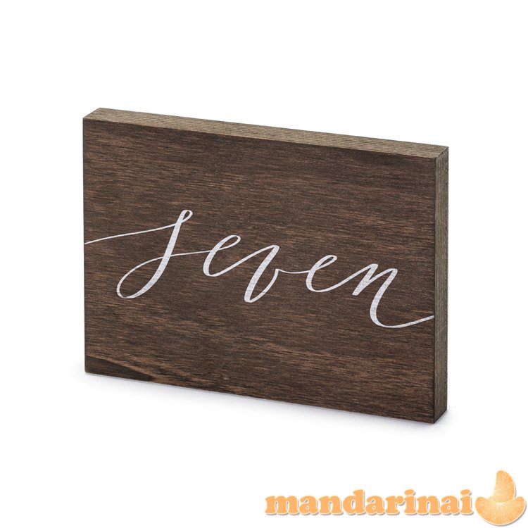 Wooden table number,   Seven  , 2x18x12.5 cm