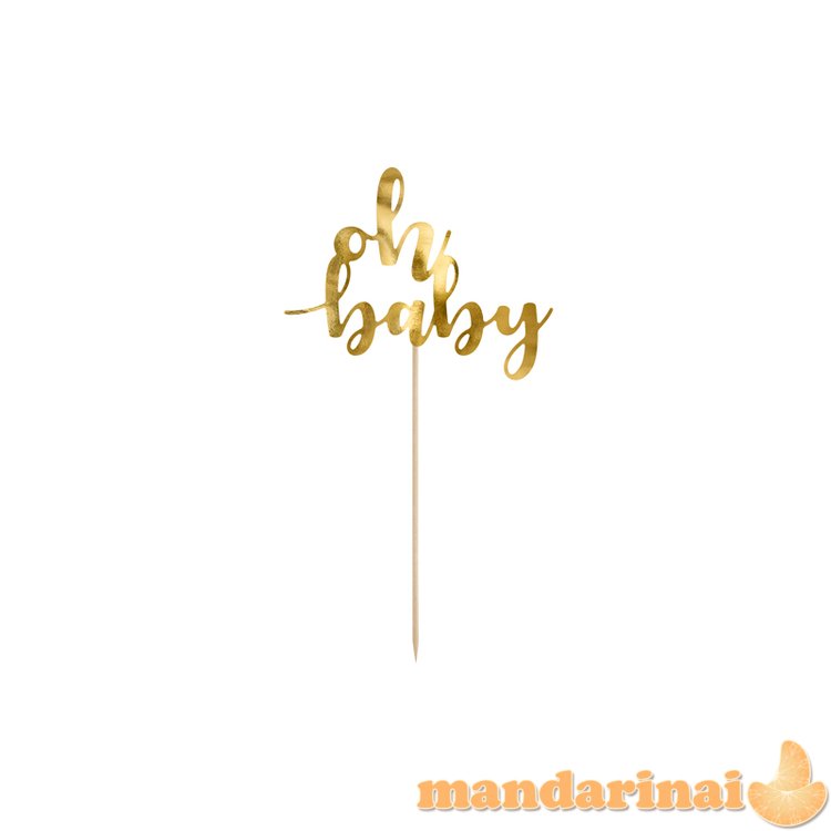 Cake topper Oh baby, gold, 25 cm