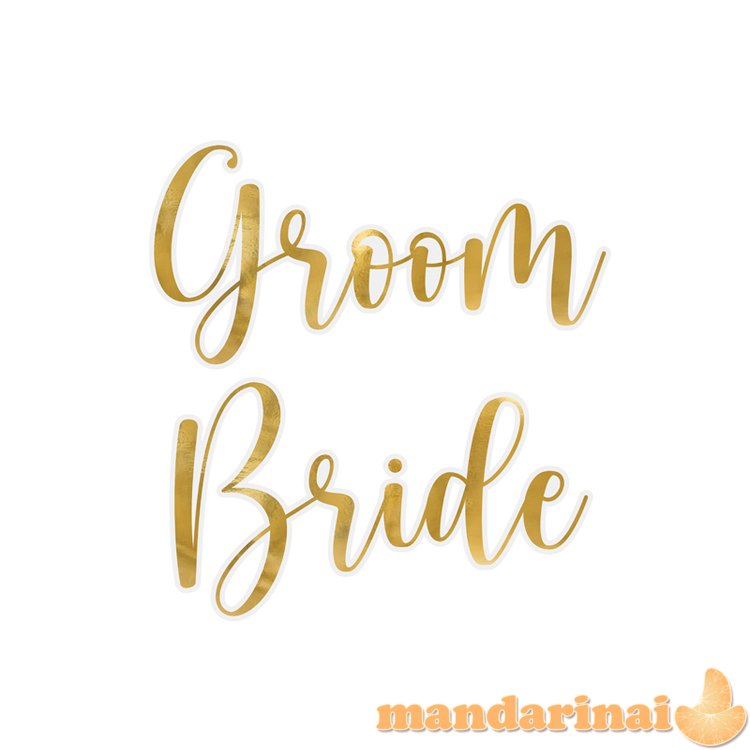 Glass stickers   Bride &amp  Groom  , gold (1 pkt / 2 pc.)