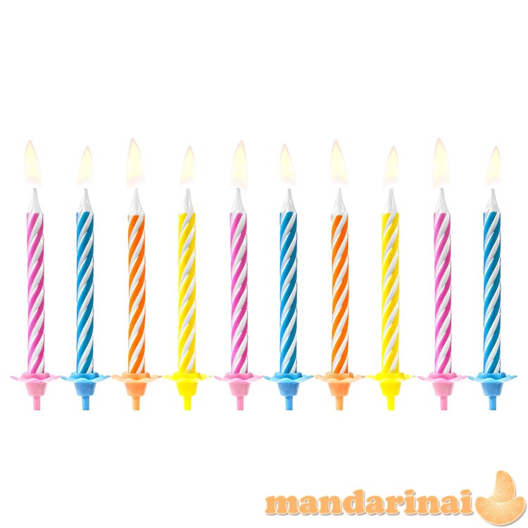 Birthday candles, mix, 6cm (1 pkt / 10 pc.)