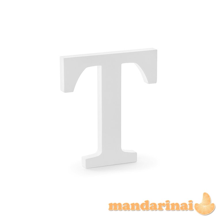 Wooden letter T, white, 17.5x20cm