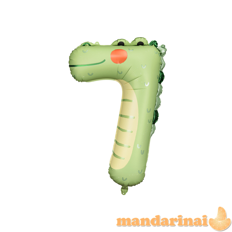 Foil balloon Number 7 - Crocodille, 56x85 cm, mix