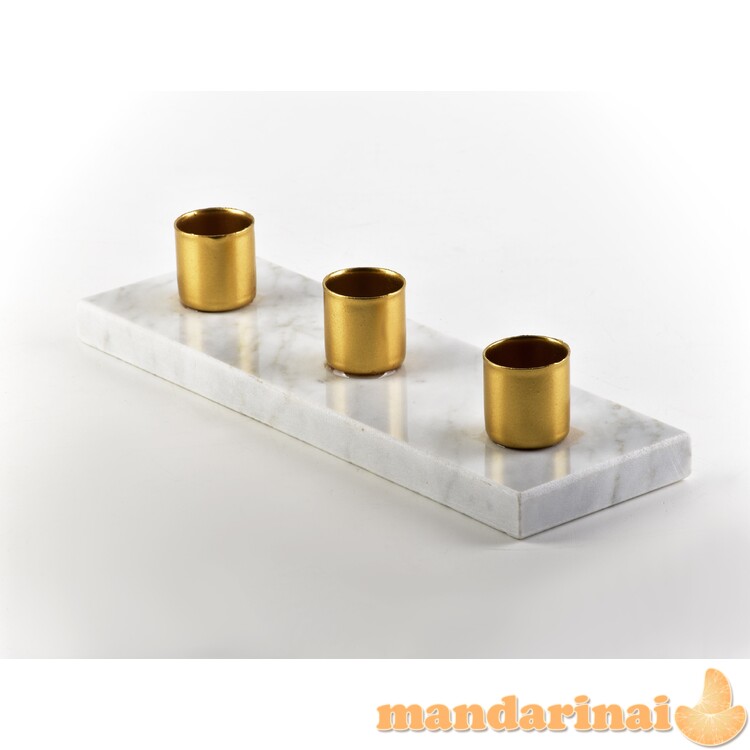 CEDRIC MARMURAS Žvakidė 20x6.5xh4cm, 3 žvakės  1