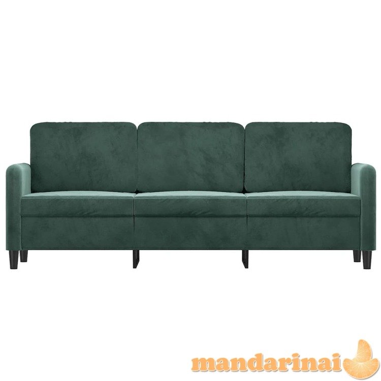 Trivietė sofa, tamsiai žalios spalvos, 180cm, aksomas