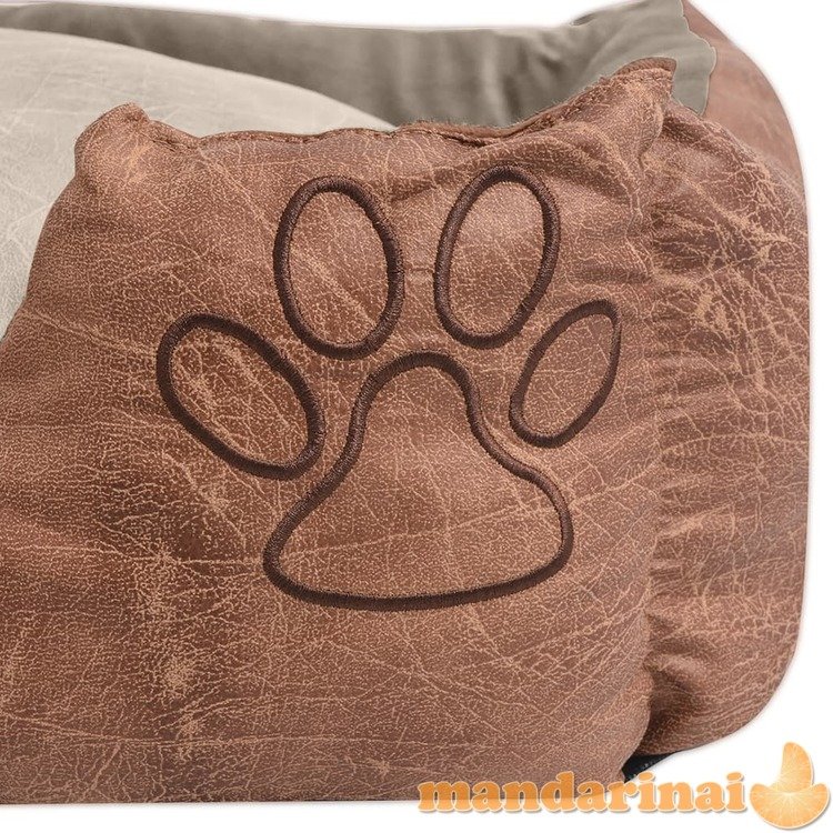 Šuns guolis su pagalvėle, pu, dirbtinė oda dydis xl, smėlinis