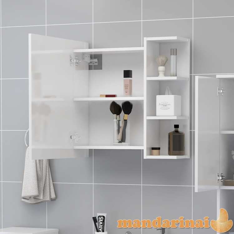 Veidrodinė vonios spintelė, balta, 62,5x20,5x64cm, mdp, blizgi