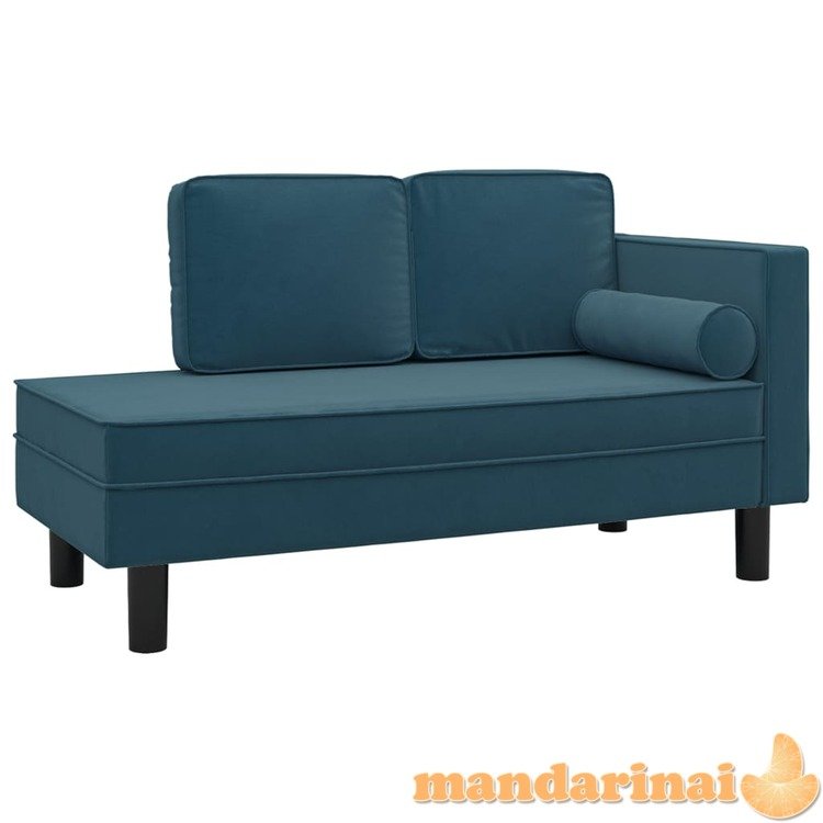 Poilsio sofa su pagalvėmis ir ilga pagalve, mėlyna, aksomas