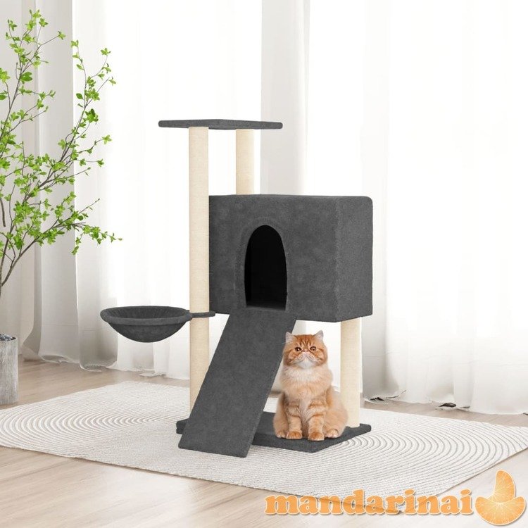 Draskyklė katėms su stovais iš sizalio, tamsiai pilka, 96cm