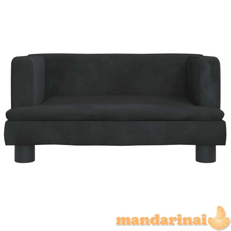 Vaikiška sofa, juodos spalvos, 60x40x30cm, aksomas