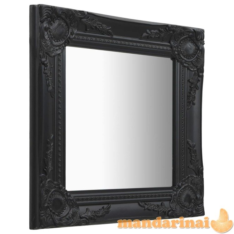 Sieninis veidrodis, juodos spalvos, 40x40cm, barokinis stilius