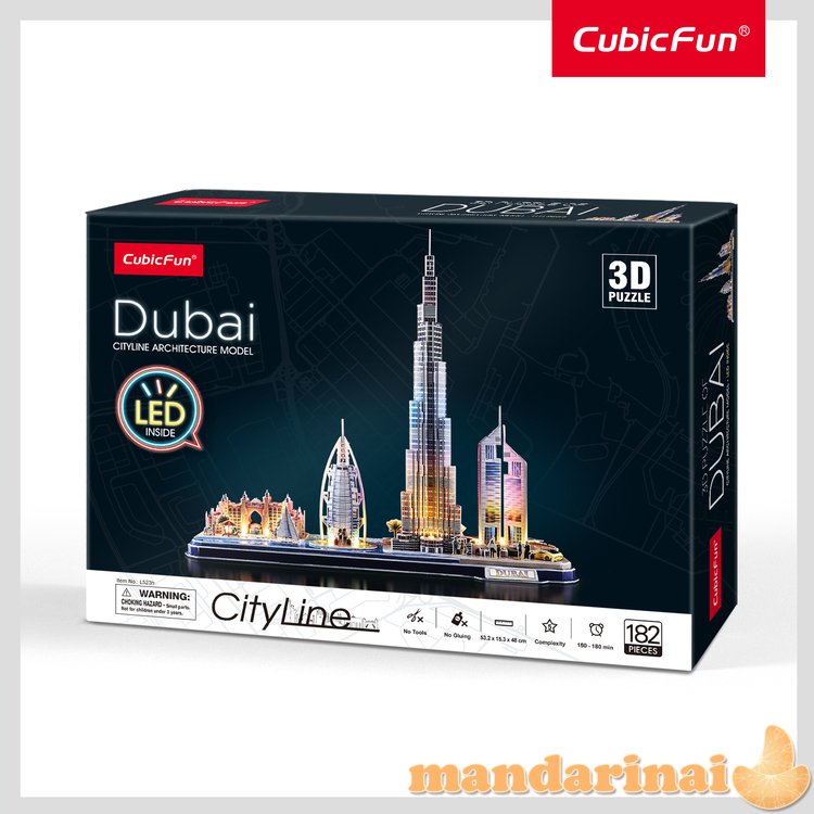 CUBICFUN City Line 3D dėlionė su LED (didelė)„Dubajus 