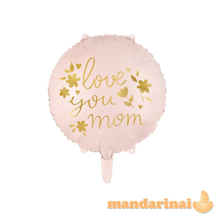 Foil balloon   Love you mom  , 45 cm, pink