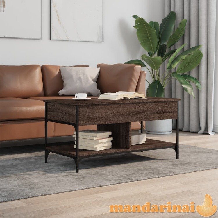 Kavos staliukas, rudas ąžuolo, 100x50x50cm, mediena ir metalas