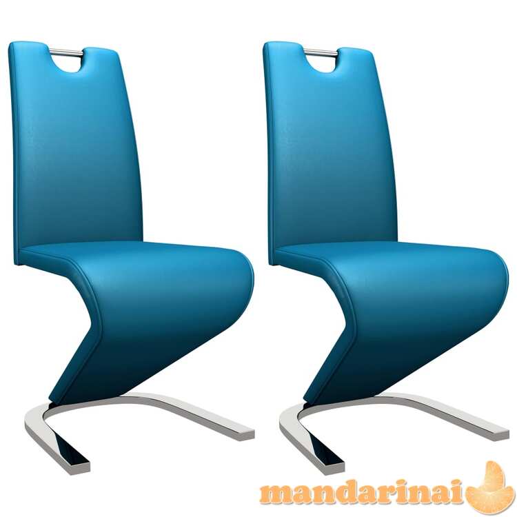 Valgomojo kėdės, 2 vnt., mėlynos, dirbtinė oda, zigzago formos