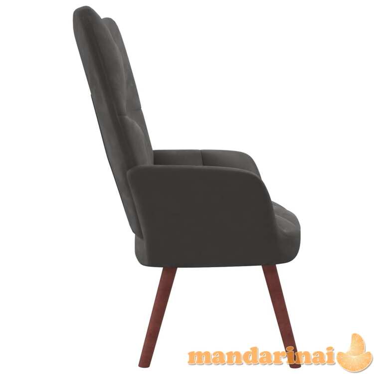 Poilsio kėdė, tamsiai pilkos spalvos, aksomas