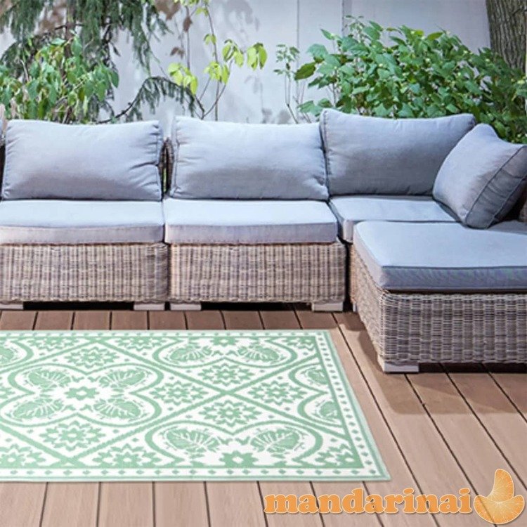 Esschert design lauko kilimas, žalios ir baltos spalvos, 182x122cm