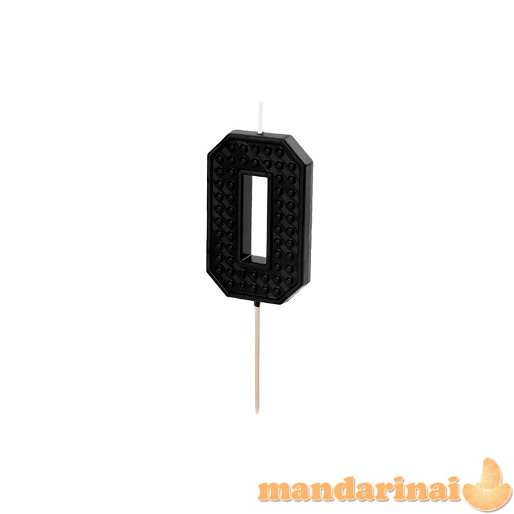 Birthday candle Number 0, 6 cm, black