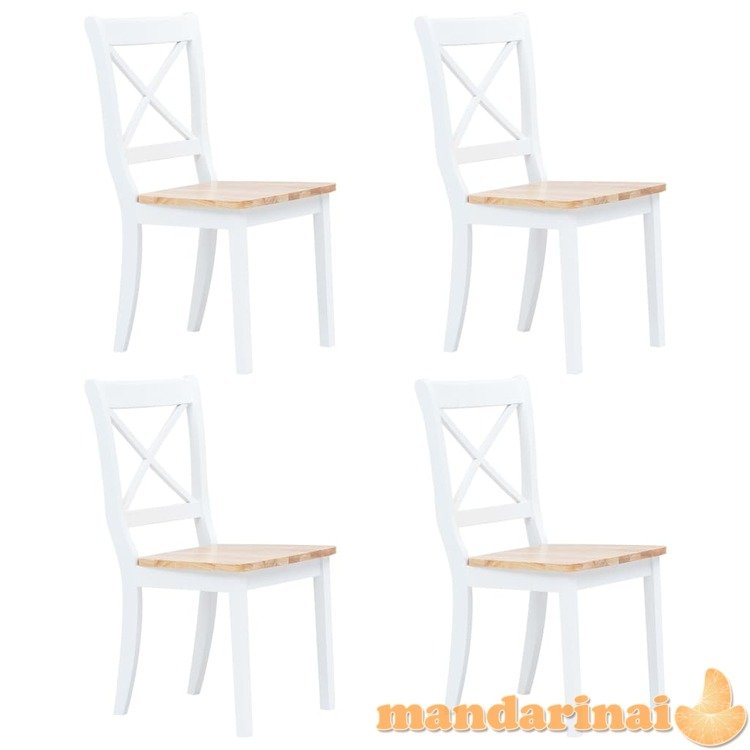 Valgomojo kėdės, 4vnt., baltos/šviesios medienos, kaučiukmedis
