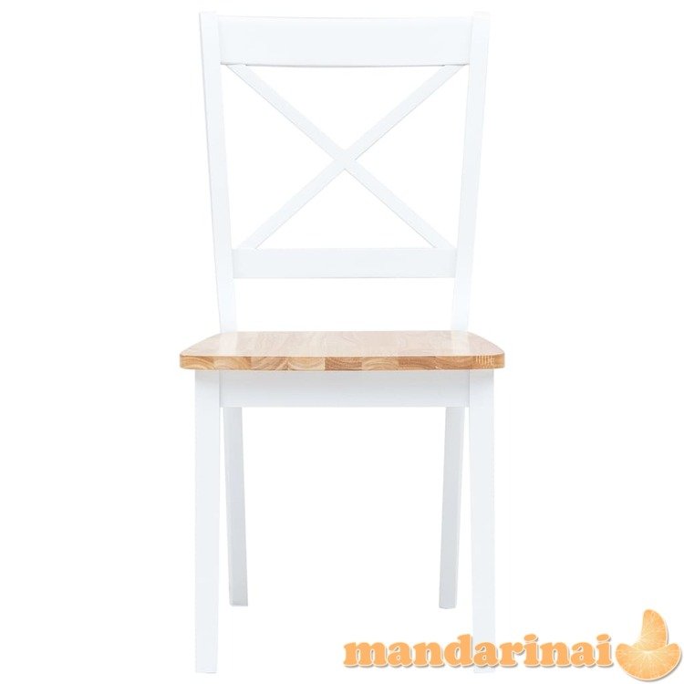 Valgomojo kėdės, 4vnt., baltos/šviesios medienos, kaučiukmedis