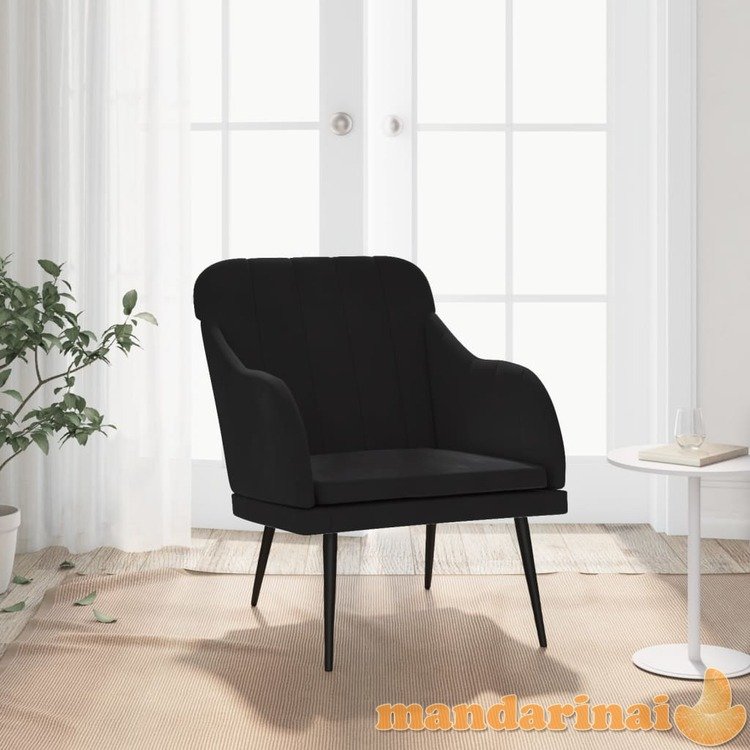 Krėslas, juodos spalvos, 63x76x80cm, aksomas