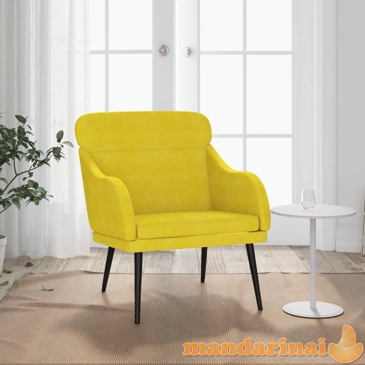 Krėslas, geltonos spalvos, 63x76x80cm, aksomas