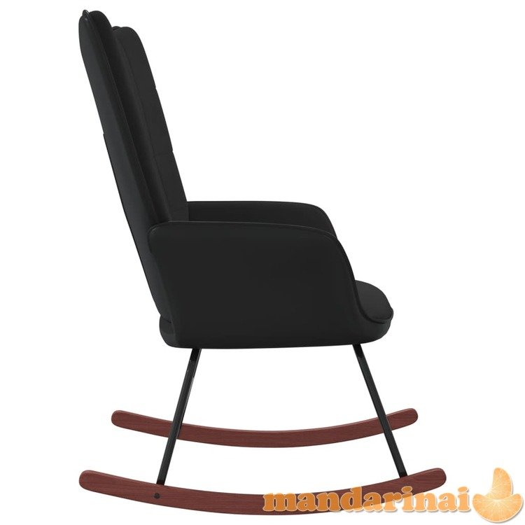 Supama kėdė, juodos spalvos, aksomas ir pvc