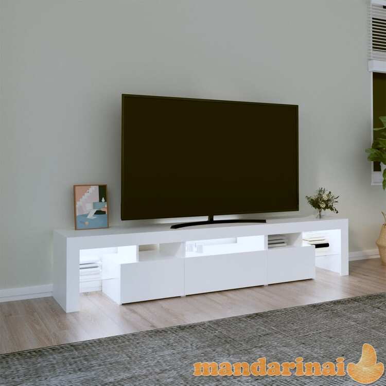 Televizoriaus spintelė su led apšvietimu, balta, 200x36,5x40cm