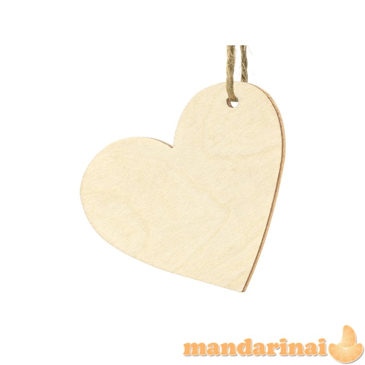 Wooden place cards Hearts, 6x5cm (1 pkt / 10 pc.)