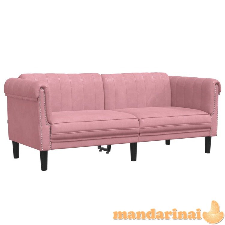 Dvivietė sofa, rožinės spalvos, aksomas