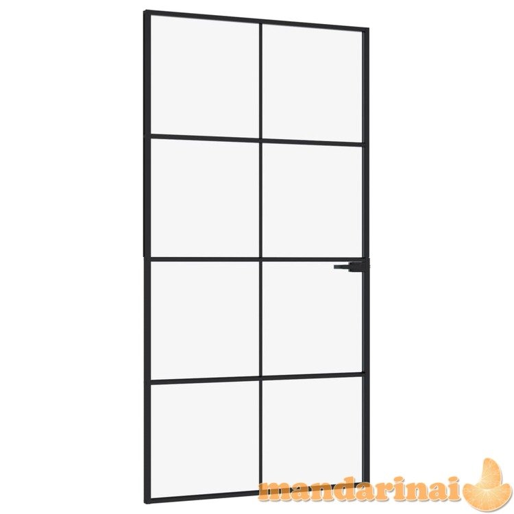 Vidaus durys, juodos, 102x201,5cm, grūdintas stiklas/aliuminis