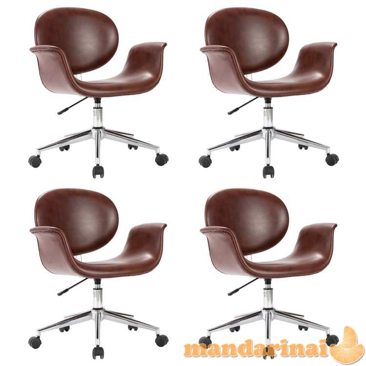 Pasukamos valgomojo kėdės, 4vnt., rudos spalvos, dirbtinė oda