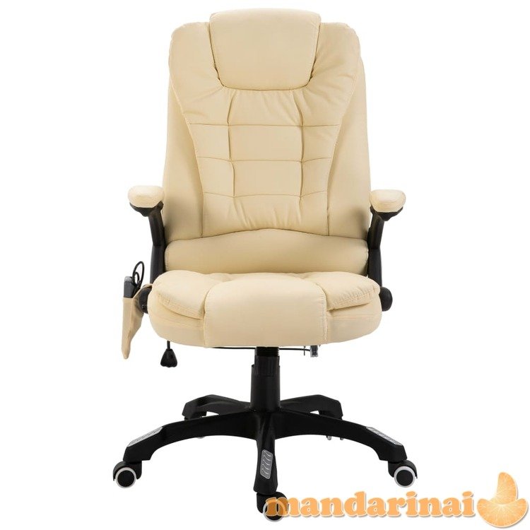 Masažinė biuro kėdė, kreminės spalvos, dirbtinė oda