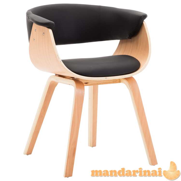 Valgomojo kėdės, 2vnt., juodos, išlenkta mediena, dirbtinė oda