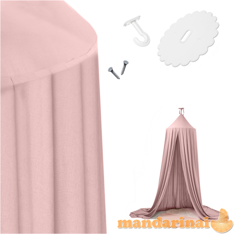 Baldakimo užuolaida tipi palapinė kabanti šviesiai rausva 1