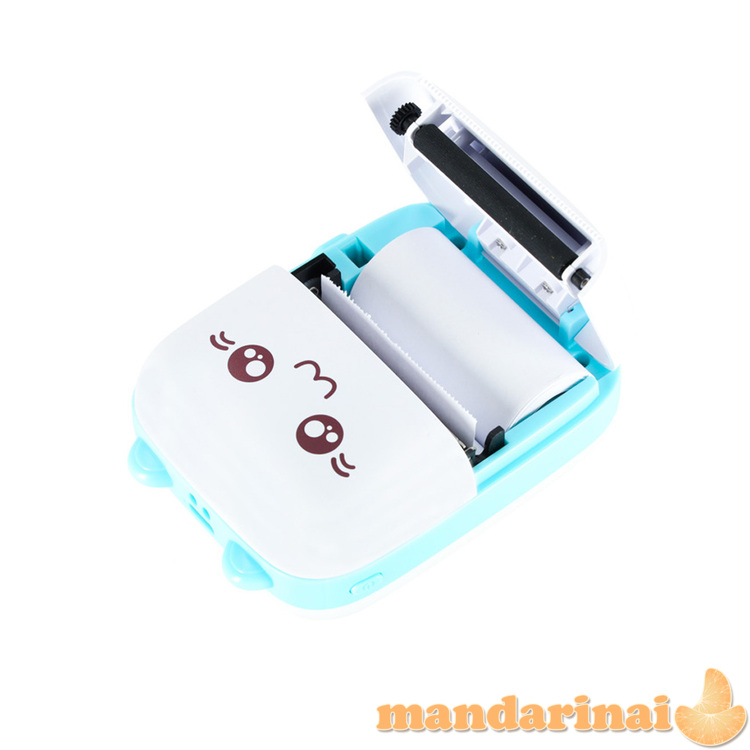 Mini šiluminės etiketės nuotraukų spausdintuvas + USB kabelis katės mėlynas 3