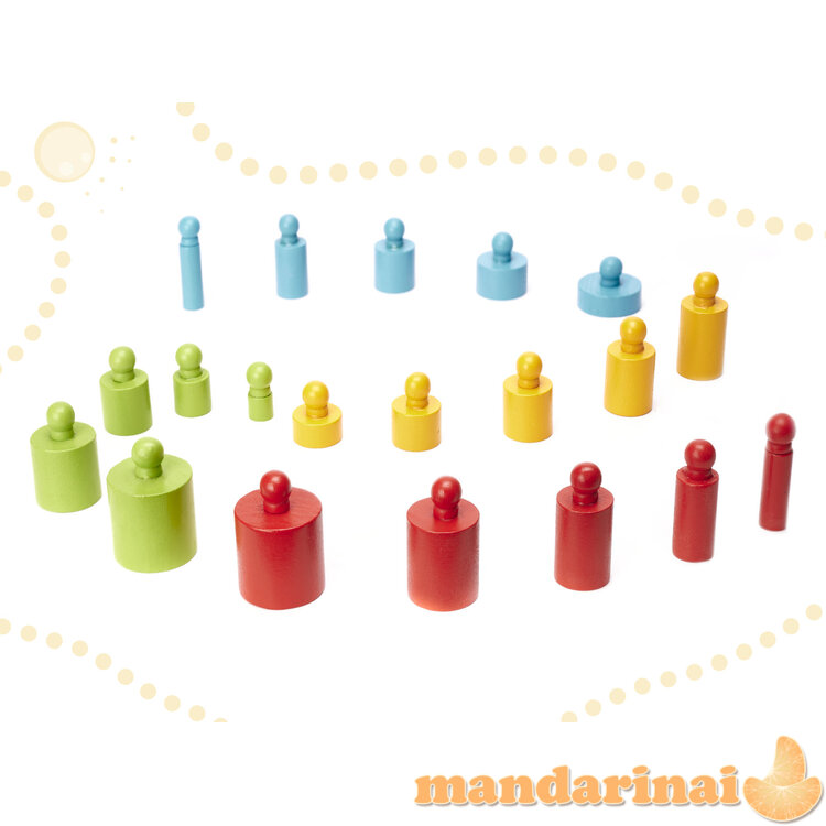 Svoriai mediniai cilindrai montessori spalvingi 4