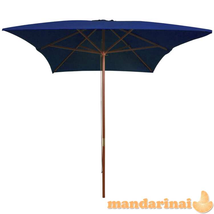 Lauko skėtis su mediniu stulpu, mėlynos spalvos, 200x300cm