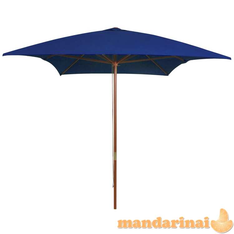 Lauko skėtis su mediniu stulpu, mėlynos spalvos, 200x300cm