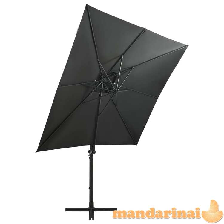Gembinis skėtis su stulpu ir led lemputėmis, antracito, 250cm
