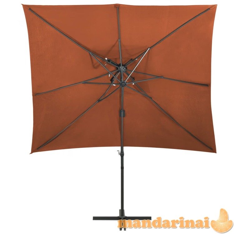 Gembinis skėtis su dvigubu viršumi, terakota spalvos, 250x250cm