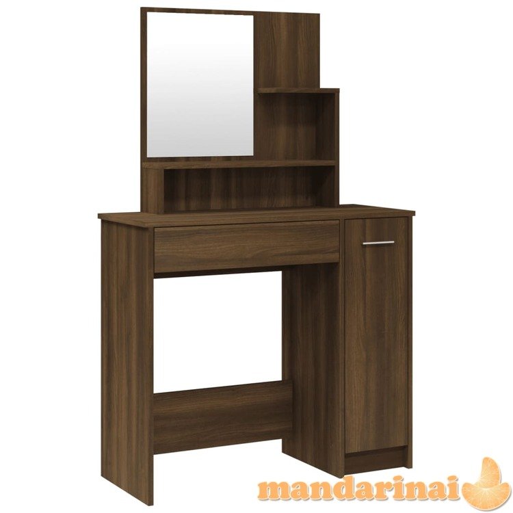 Kosmetinis staliukas su veidrodžiu, rudas, 86,5x35x136cm