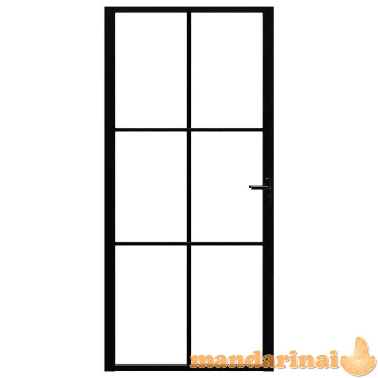 Vidaus durys, juodos, 93x201,5cm, esg stiklas ir aliuminis