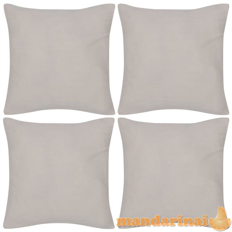 4 smėlio spalvos pagalvėlių užvalkalai, medvilnė, 40 x 40 cm
