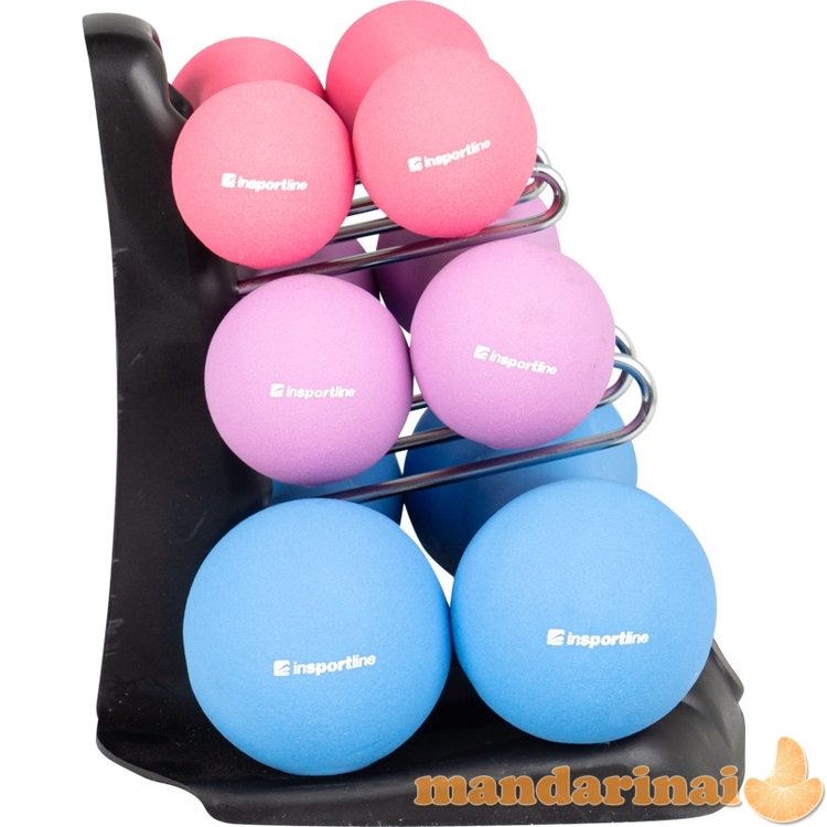 Neopreninių hantelių rinkinys su stovu inSPORTline Prene