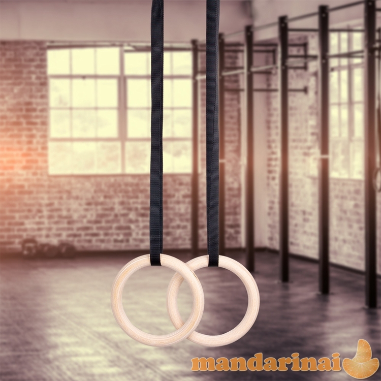 Mediniai gimnastikos žiedai su diržais inSPORTline CF927 23mm 1