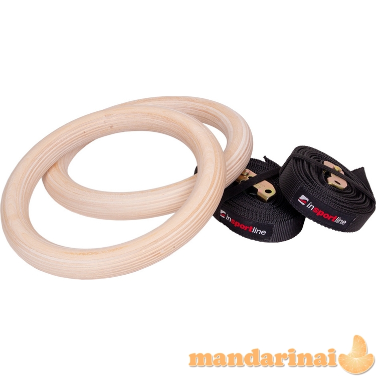 Mediniai gimnastikos žiedai su diržais inSPORTline CF927 23mm 5