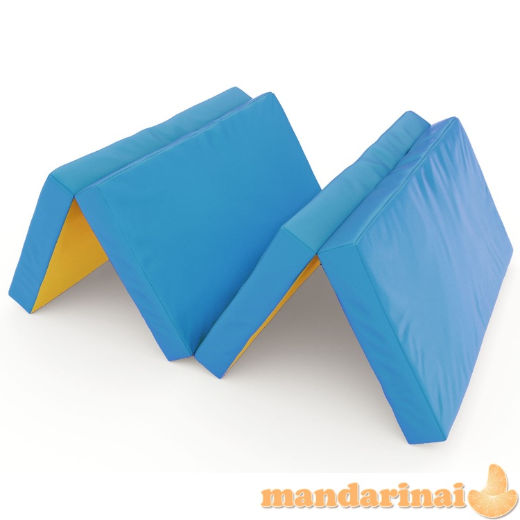 Sulankstomas gimnastikos čiužinys SANRO 200x100x10 cm mėlynai-geltonas (4 dalių)